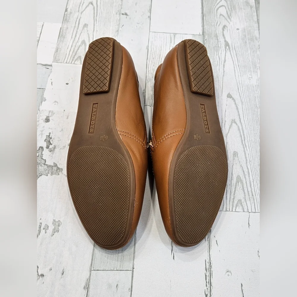 Talbots Womens Tan Brown Leather Driving Loafers Slip On Flats Size‎ 6.5M